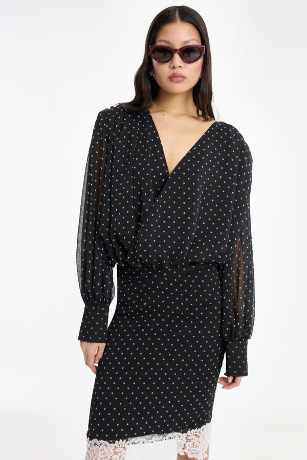 RUCHED BLOUSE BLACK