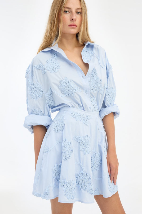Flower Oversized Shirt light blue