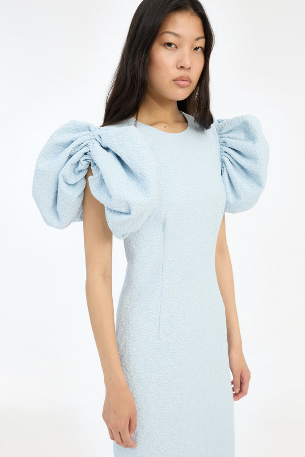 Jacquard Midi Puffy Dress light blue