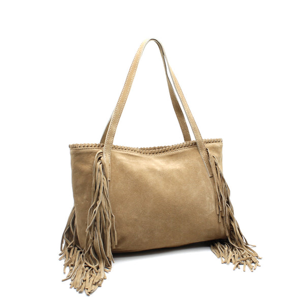 Fransentasche beige