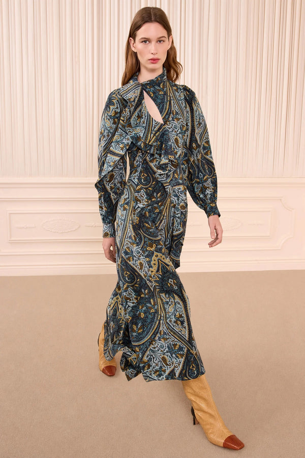 Sabrina Silk Dress prussian