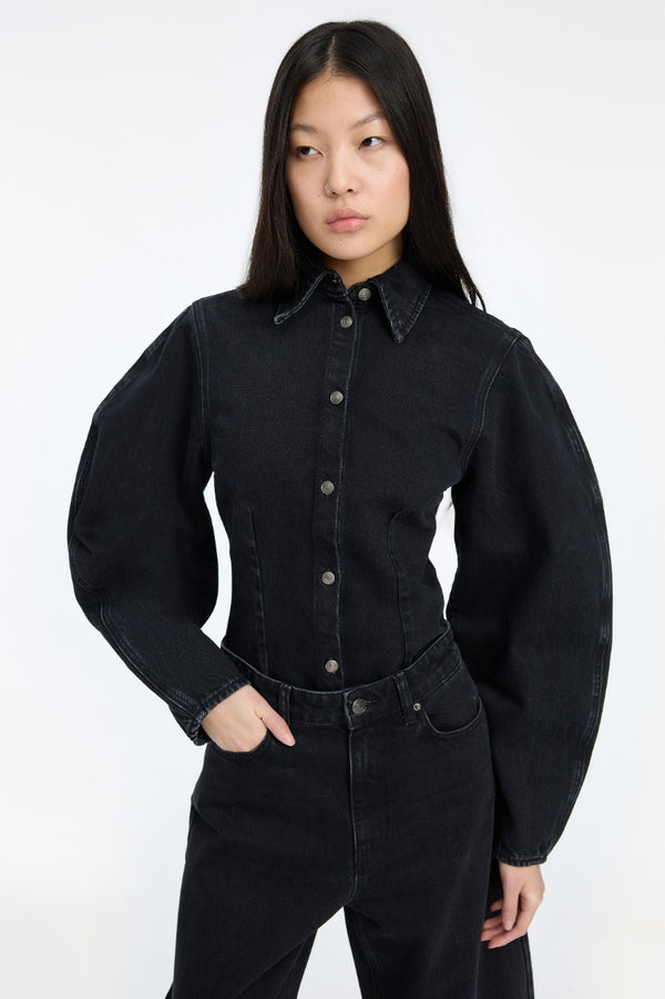 Fitted Denim Shirt black