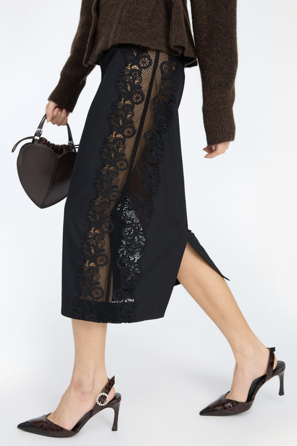 Lace Pencil Skirt black