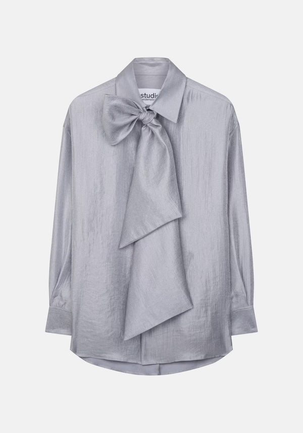Bluse mit Schleife silber