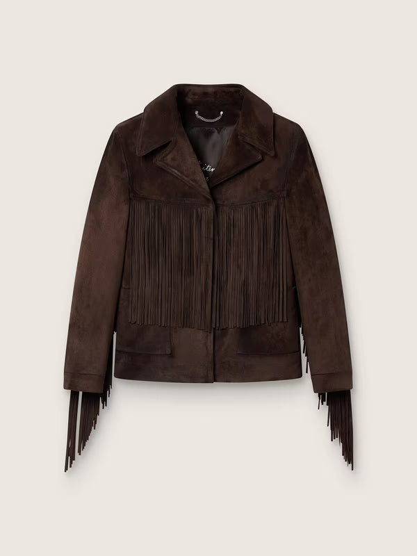 Lederjacke mit Fransen braun